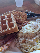 Bacon Egg Hash Brown And Waffle